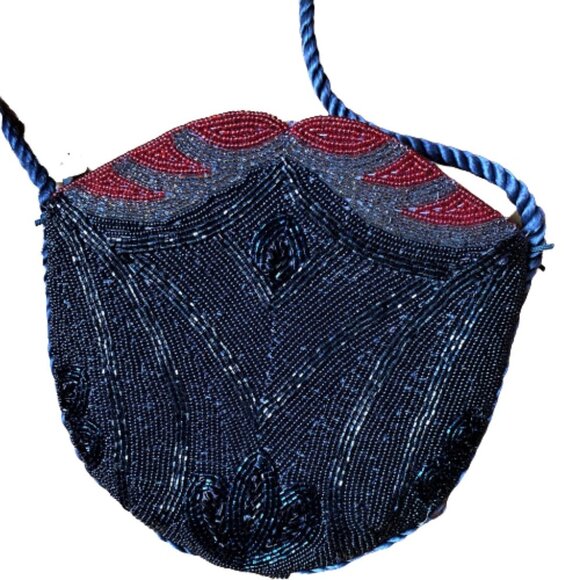 Vintage 90s beaded sequin evening crossbody purse - Picture 1 of 13